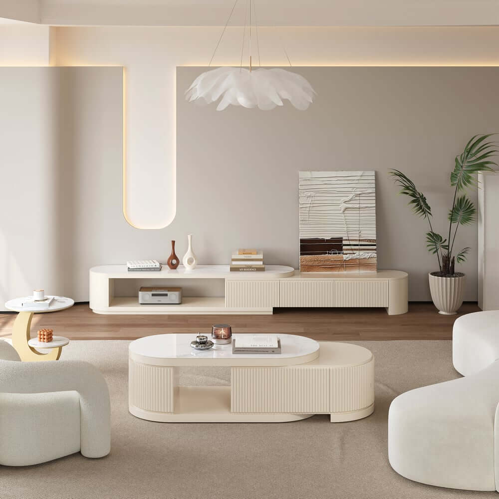 Modern Sintered Stone Coffee Table With Drawers