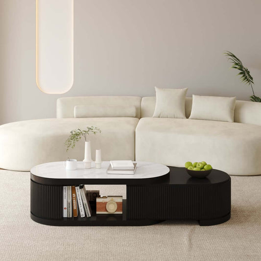 Modern Sintered Stone Coffee Table With Drawers