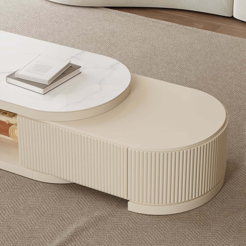 Modern Sintered Stone Coffee Table With Drawers