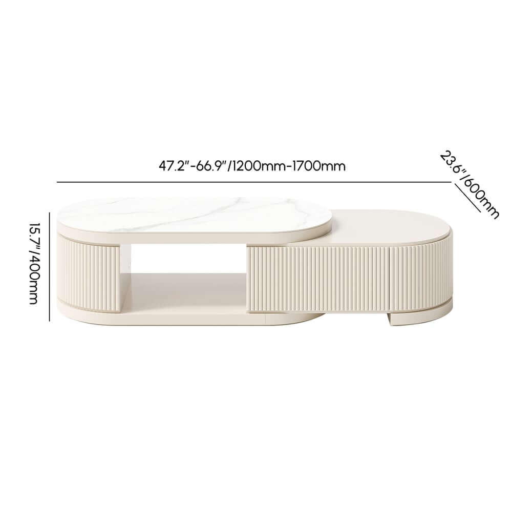 Modern Sintered Stone Coffee Table With Drawers Dimensions