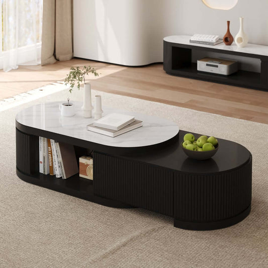 Modern Sintered Stone Coffee Table With Drawers Main Product Image