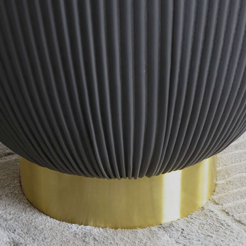 Modern Sintered Stone Coffee Table With Gold Drum Base