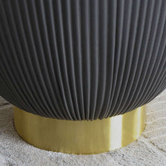 Modern Sintered Stone Coffee Table With Gold Drum Base