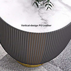 Modern Sintered Stone Coffee Table With Gold Drum Base