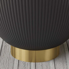 Modern Sintered Stone Coffee Table With Gold Drum Base