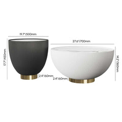 Modern Sintered Stone Coffee Table With Gold Drum Base