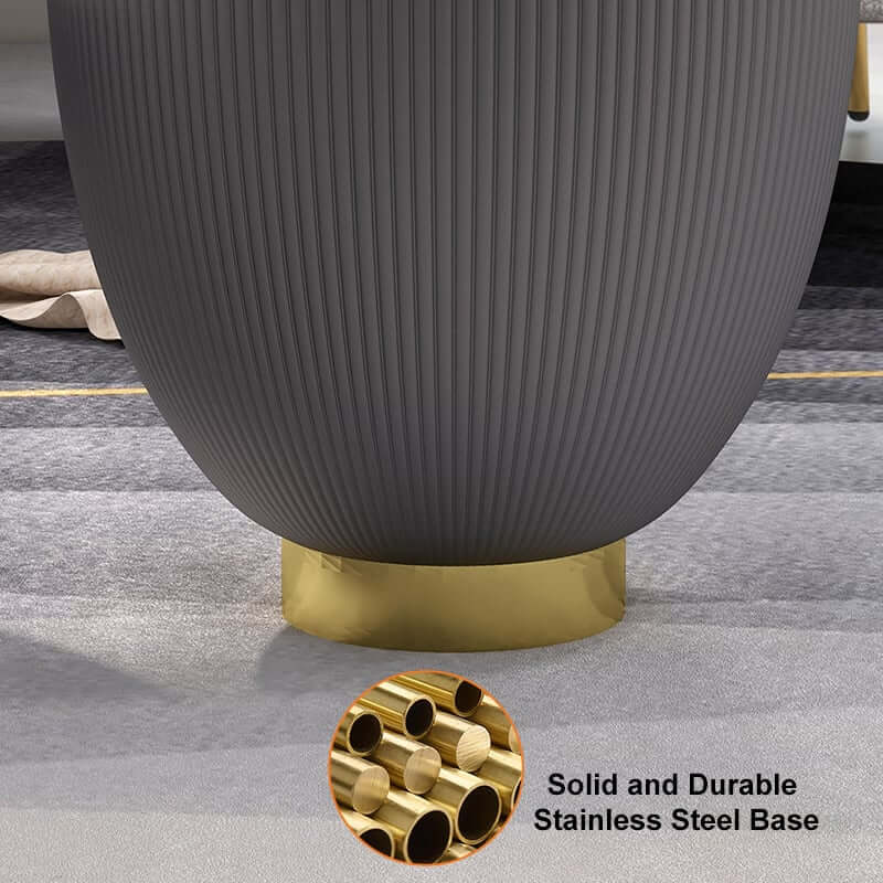 Modern Sintered Stone Coffee Table With Gold Drum Base