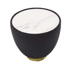 Modern Sintered Stone Coffee Table With Gold Drum Base