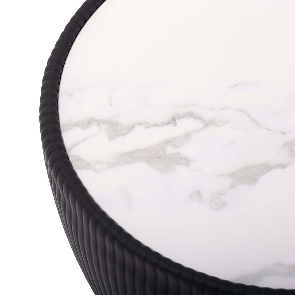 Modern Sintered Stone Coffee Table With Gold Drum Base