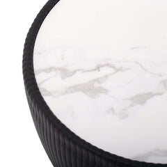 Modern Sintered Stone Coffee Table With Gold Drum Base