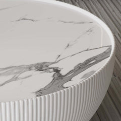 Modern Sintered Stone Coffee Table With Gold Drum Base