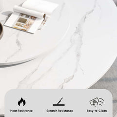 Modern Sintered Stone Dining Set With Gold Pedestal Base