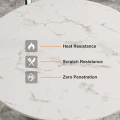 Modern Sintered Stone Dining Set With Gold Pedestal Base