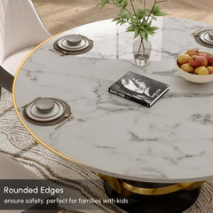 Modern Sintered Stone Dining Set With Gold Pedestal Base