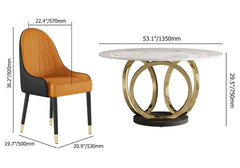 Modern Sintered Stone Dining Set With Gold Pedestal Base Dimensions