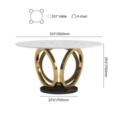 Modern Sintered Stone Dining Set With Gold Pedestal Base Dimensions