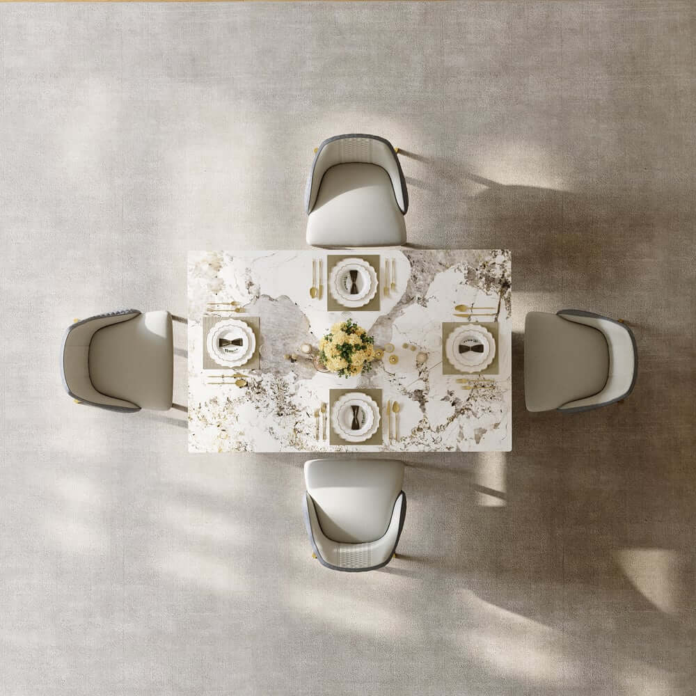 Modern Sintered Stone Dining Set With Pedestal Base