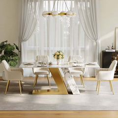 Modern Sintered Stone Dining Set With Pedestal Base