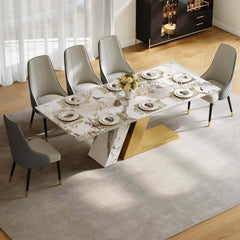 Modern Sintered Stone Dining Set With Pedestal Base