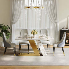 Modern Sintered Stone Dining Set With Pedestal Base