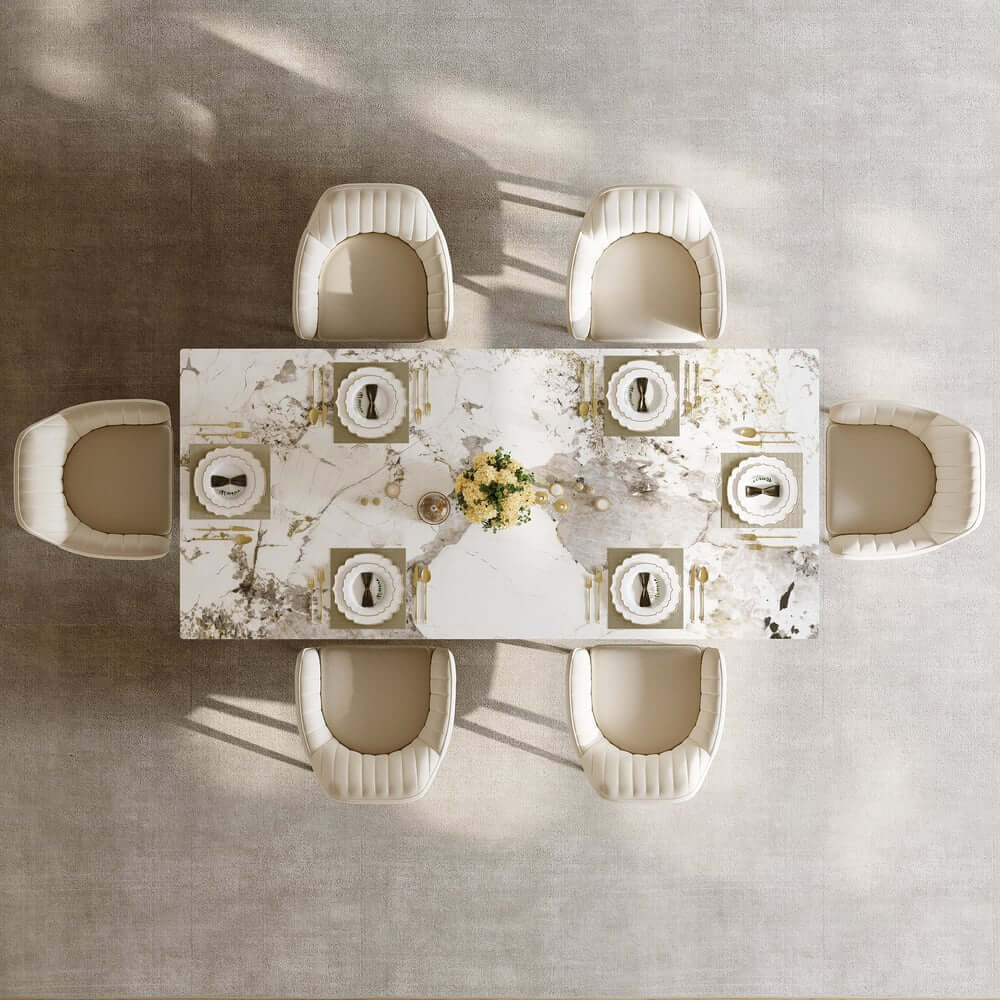 Modern Sintered Stone Dining Set With Pedestal Base