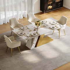 Modern Sintered Stone Dining Set With Pedestal Base