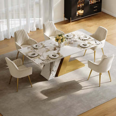 Modern Sintered Stone Dining Set With Pedestal Base