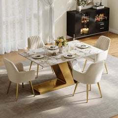 Modern Sintered Stone Dining Set With Pedestal Base