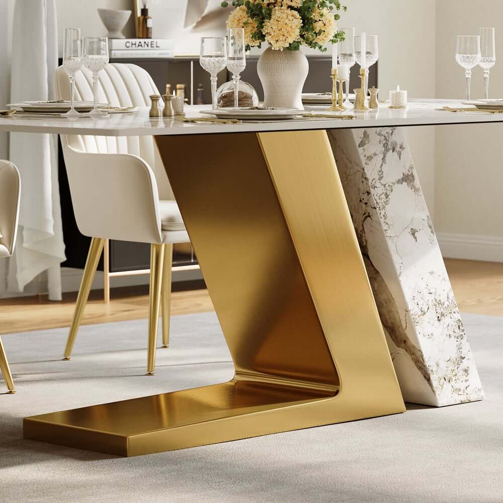 Modern Sintered Stone Dining Set With Pedestal Base