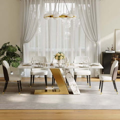 Modern Sintered Stone Dining Set With Pedestal Base