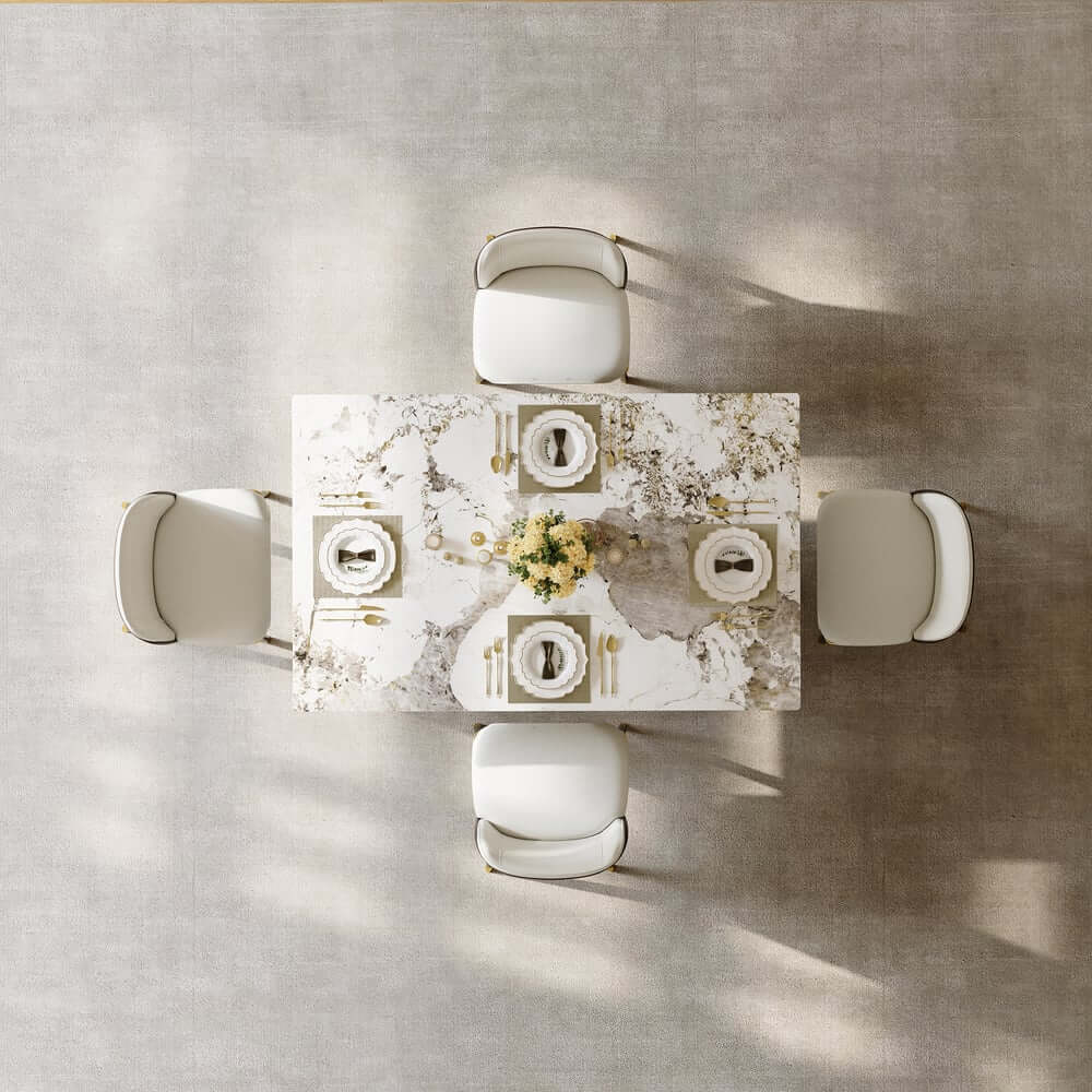 Modern Sintered Stone Dining Set With Pedestal Base