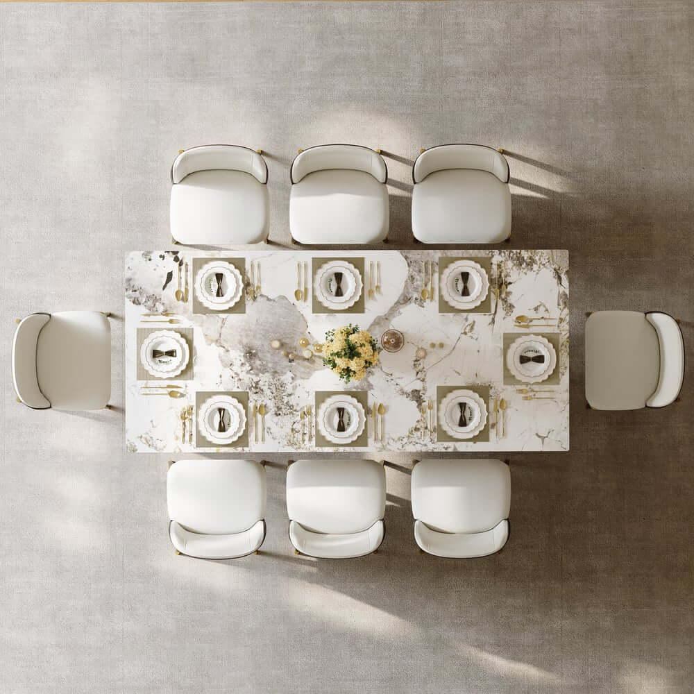 Modern Sintered Stone Dining Set With Pedestal Base