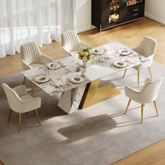 Modern Sintered Stone Dining Set With Pedestal Base