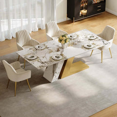 Modern Sintered Stone Dining Set With Pedestal Base