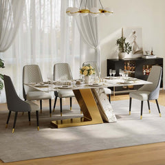 Modern Sintered Stone Dining Set With Pedestal Base
