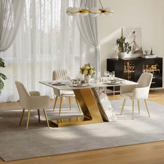 Modern Sintered Stone Dining Set With Pedestal Base