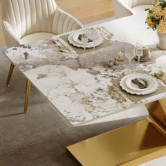 Modern Sintered Stone Dining Set With Pedestal Base