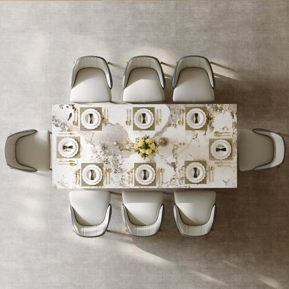 Modern Sintered Stone Dining Set With Pedestal Base