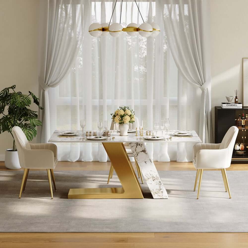 Modern Sintered Stone Dining Set With Pedestal Base