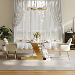 Modern Sintered Stone Dining Set With Pedestal Base