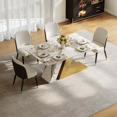 Modern Sintered Stone Dining Set With Pedestal Base