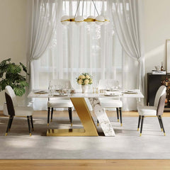 Modern Sintered Stone Dining Set With Pedestal Base