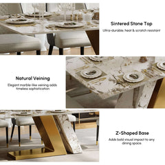 Modern Sintered Stone Dining Set With Pedestal Base