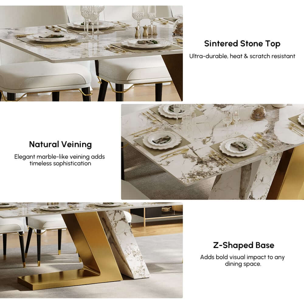 Modern Sintered Stone Dining Set With Pedestal Base