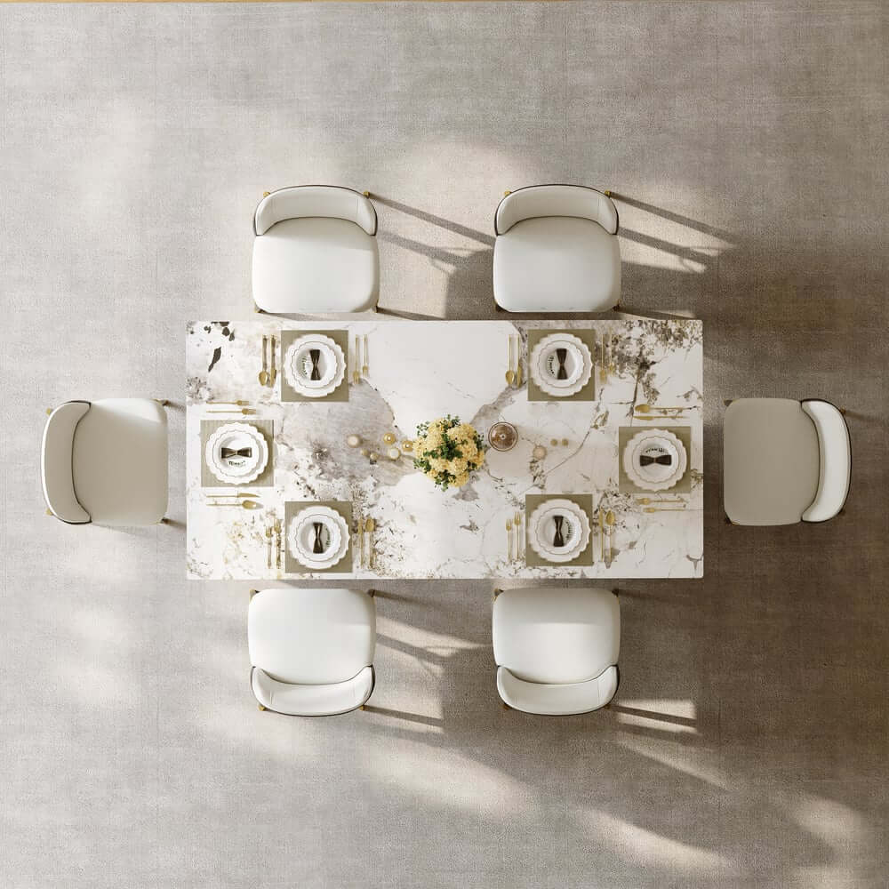 Modern Sintered Stone Dining Set With Pedestal Base