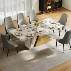 Modern Sintered Stone Dining Set With Pedestal Base