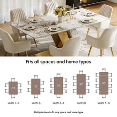 Modern Sintered Stone Dining Table With Gold Pedestal Base