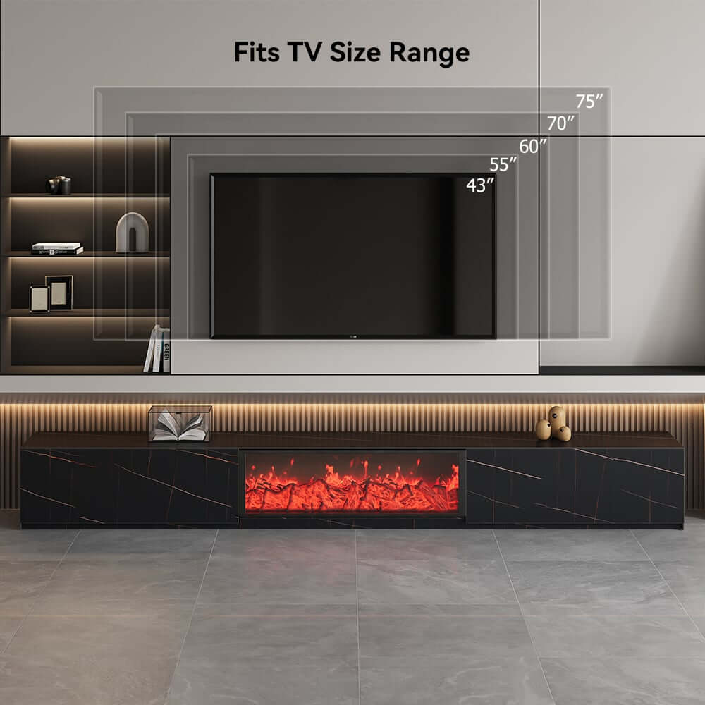 Modern Sintered Stone Entertainment Center with LED