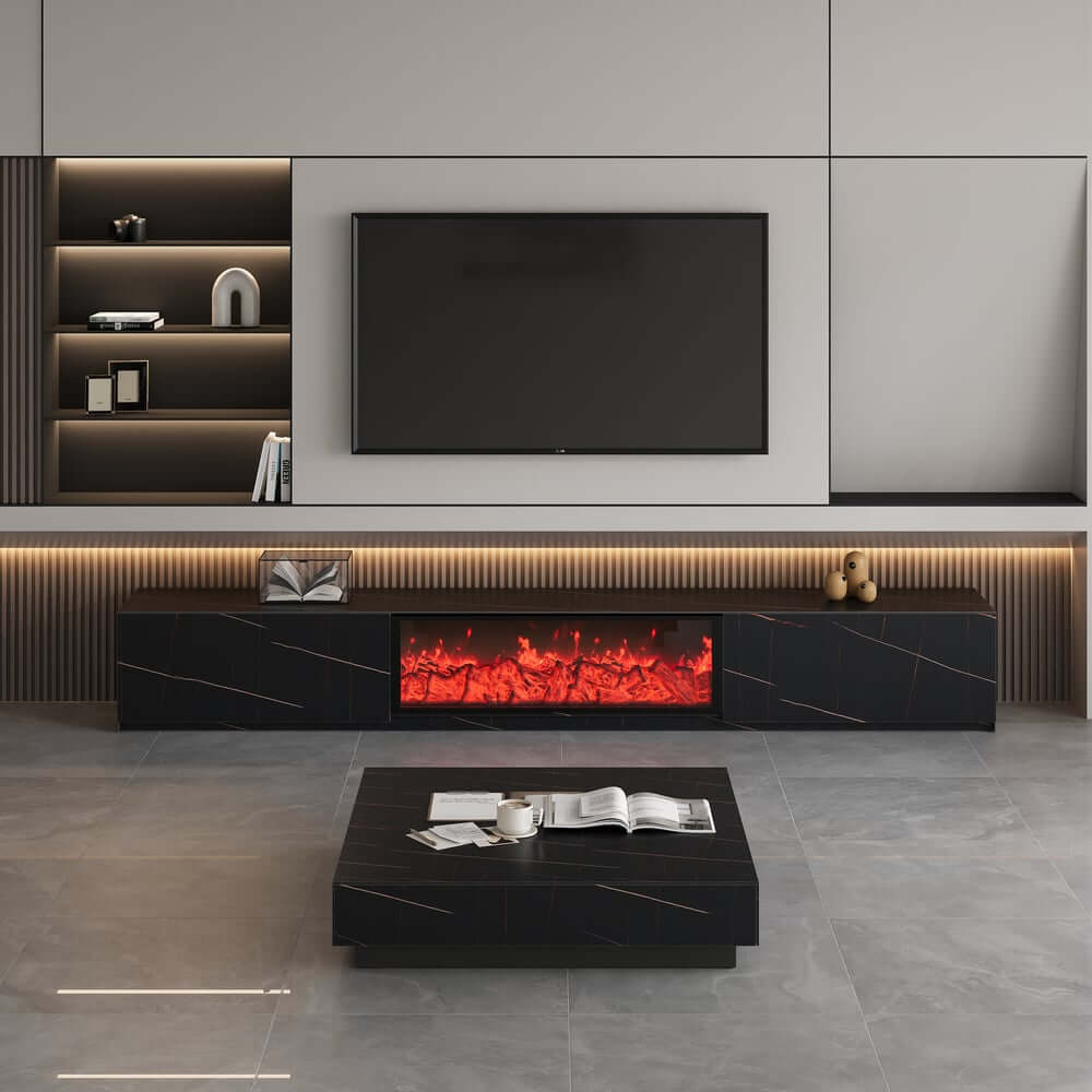 Modern Sintered Stone Entertainment Center with LED