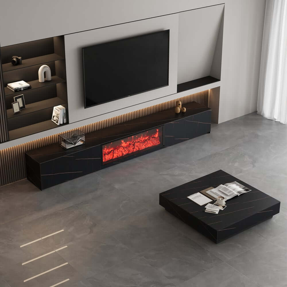 Modern Sintered Stone Entertainment Center with LED